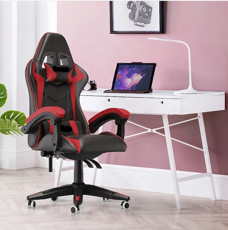 Pc Gaming Price - 調整可能なレーシングゲーマーチェア、黒と赤のPUレザー回転椅子、オフィスとゲーム用-PCコンピューターゲーム用の格安価格