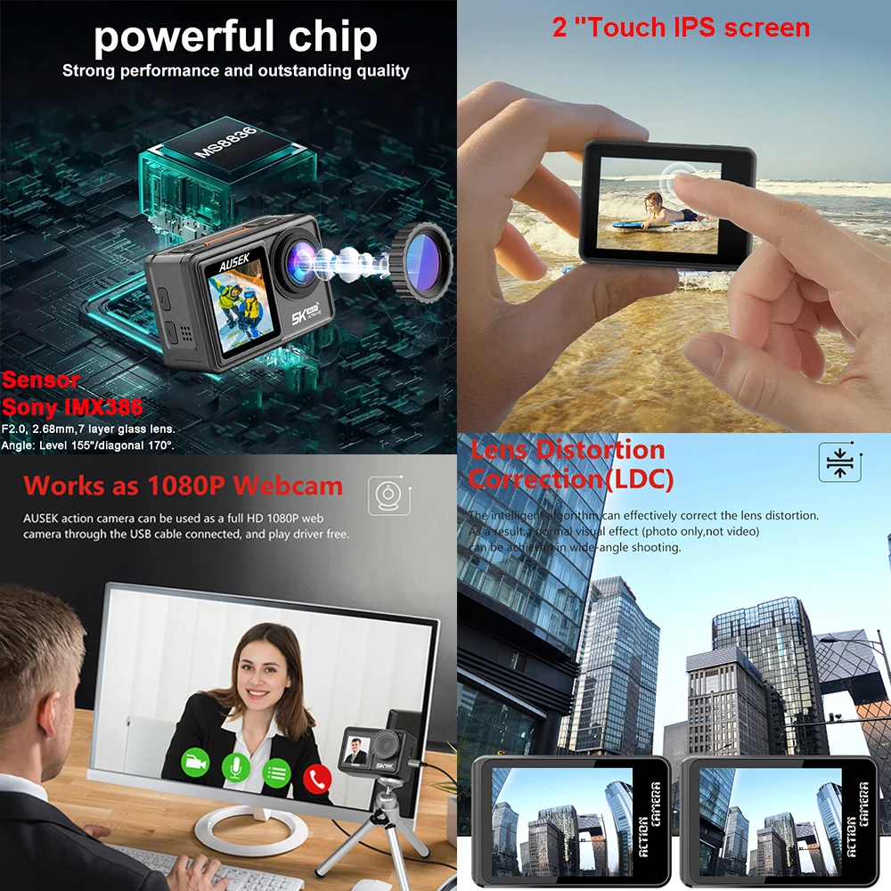 AUSEK M81TRアクションカメラ 5K 4K60FPS - Webcam 4K のレビューと価格