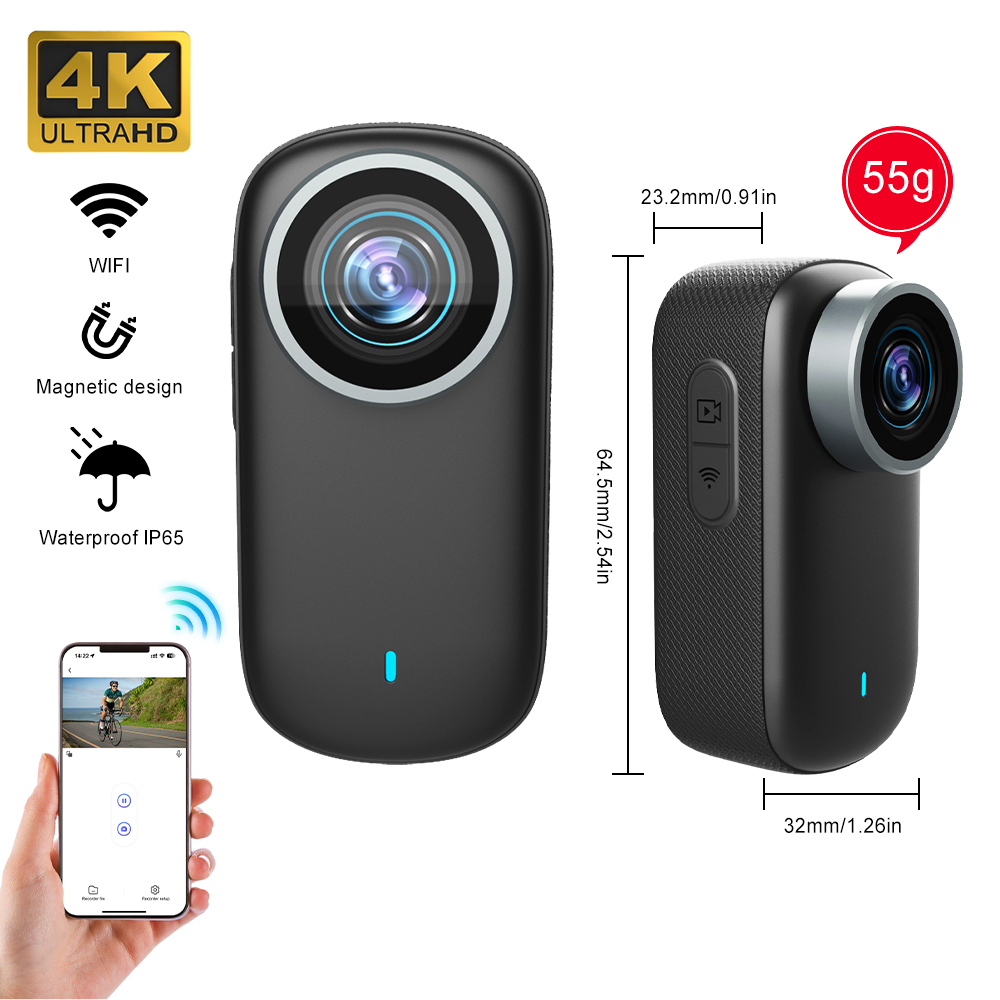 WiFi 4Kミニサムカメラボディカムアクションバイクカムバ - Webcam 4K のレビューと価格